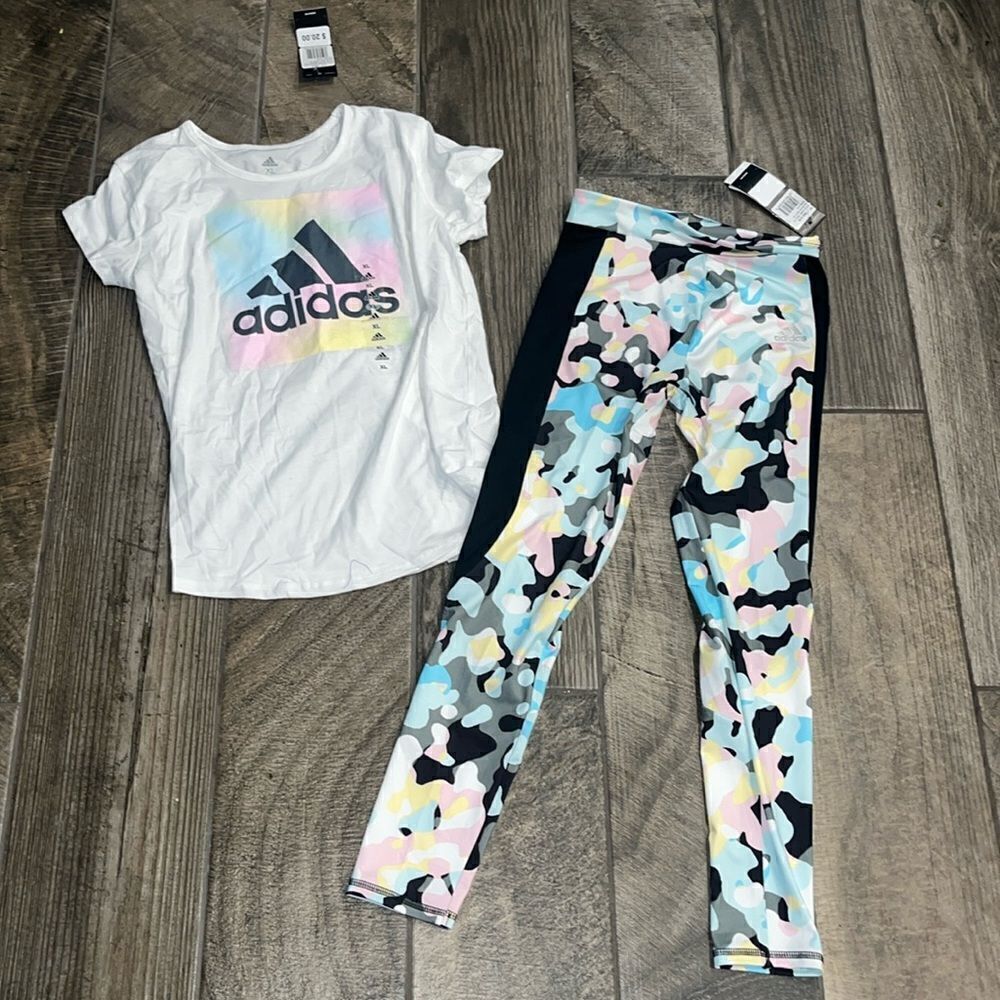 NWT kids Adidas top size XL matching pants size L
